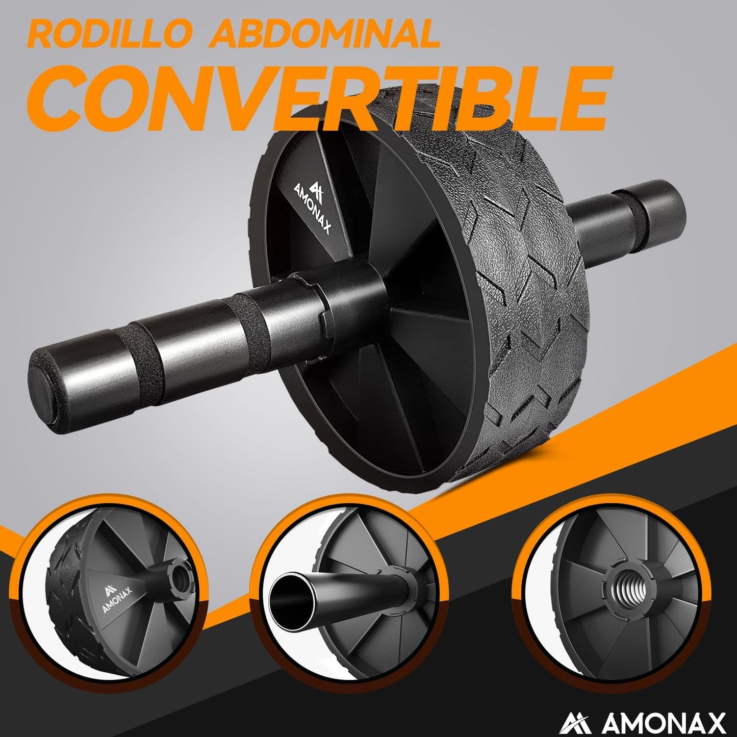 KIT - Rodillo De Rueda Para Abdominales Con Alfombrilla Grande Para Ejercitar Abdominales, Doble Rueda Con Modos De Entrenamiento De Fuerza Dual En El Gimnasio En Casa