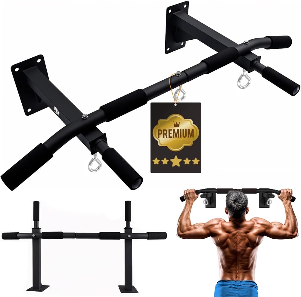 Barra Dominadas Pared MULTIFUNCIONAL Carga 150Kg - Pull up Bar Con Agujeros Para Bandas TRX- Barra Fija Para Calistenia, Entrenamiento En Casa, Gimnasia, Ejercicios Abdominales