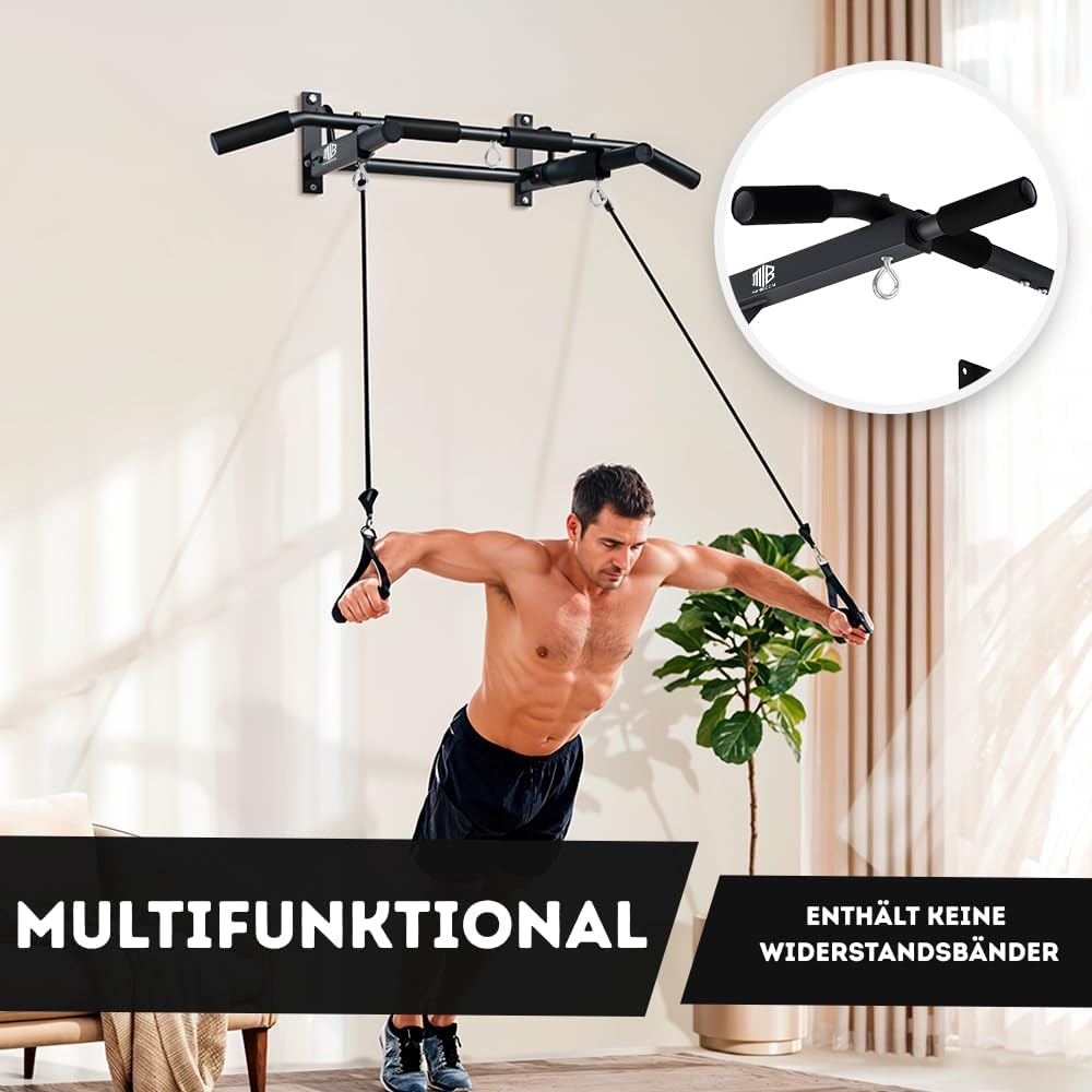 Barra Dominadas Pared MULTIFUNCIONAL Carga 150Kg - Pull up Bar Con Agujeros Para Bandas TRX- Barra Fija Para Calistenia, Entrenamiento En Casa, Gimnasia, Ejercicios Abdominales