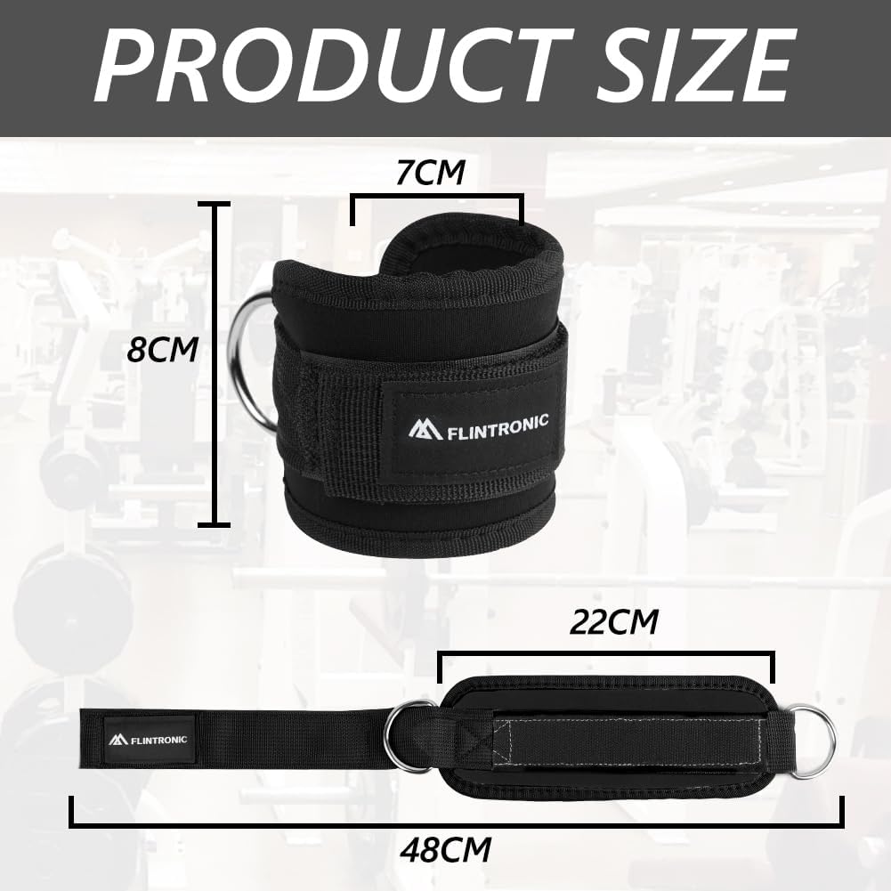 Flintronic 2PCS Tobilleras Poleas Gym, Tobillera Para Polea Con Doble Anilla En D Correa Para Tonificar Músculos, Entrenar Piernas Y Glúteos Para Hombres Y Mujeres