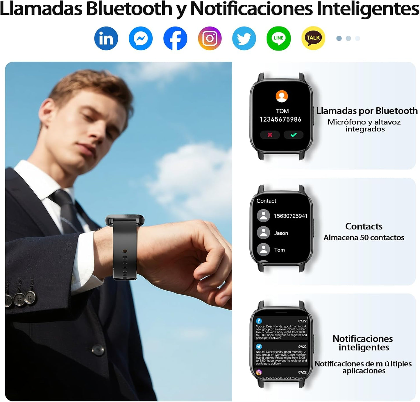Reloj Inteligente Hombre Mujer, 1.91"HD Smartwatch Con Llamadas Bluetooth, IP68 Reloj Deportivo Con 112+ Deportivos Modos, Podómetro, Pulsómetro Monitor De Sueño, Pulsera Actividad Para Android IOS.