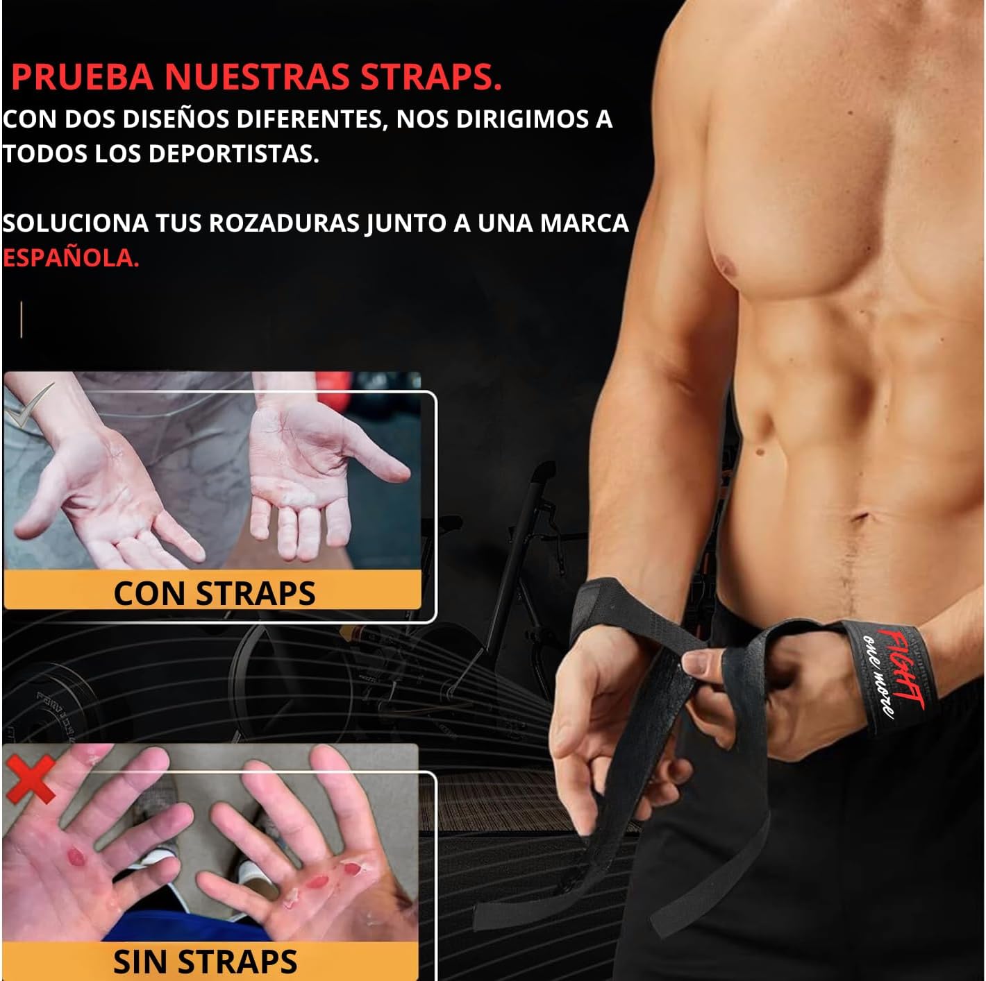 Straps Gym - Peso Muerto - Levantamiento De Pesas - Correas Levantamiento De Pesas - Straps Powerlifting - Agarre Gym - Lifting Straps - Accesorios Gym Para Mujeres Y Hombres