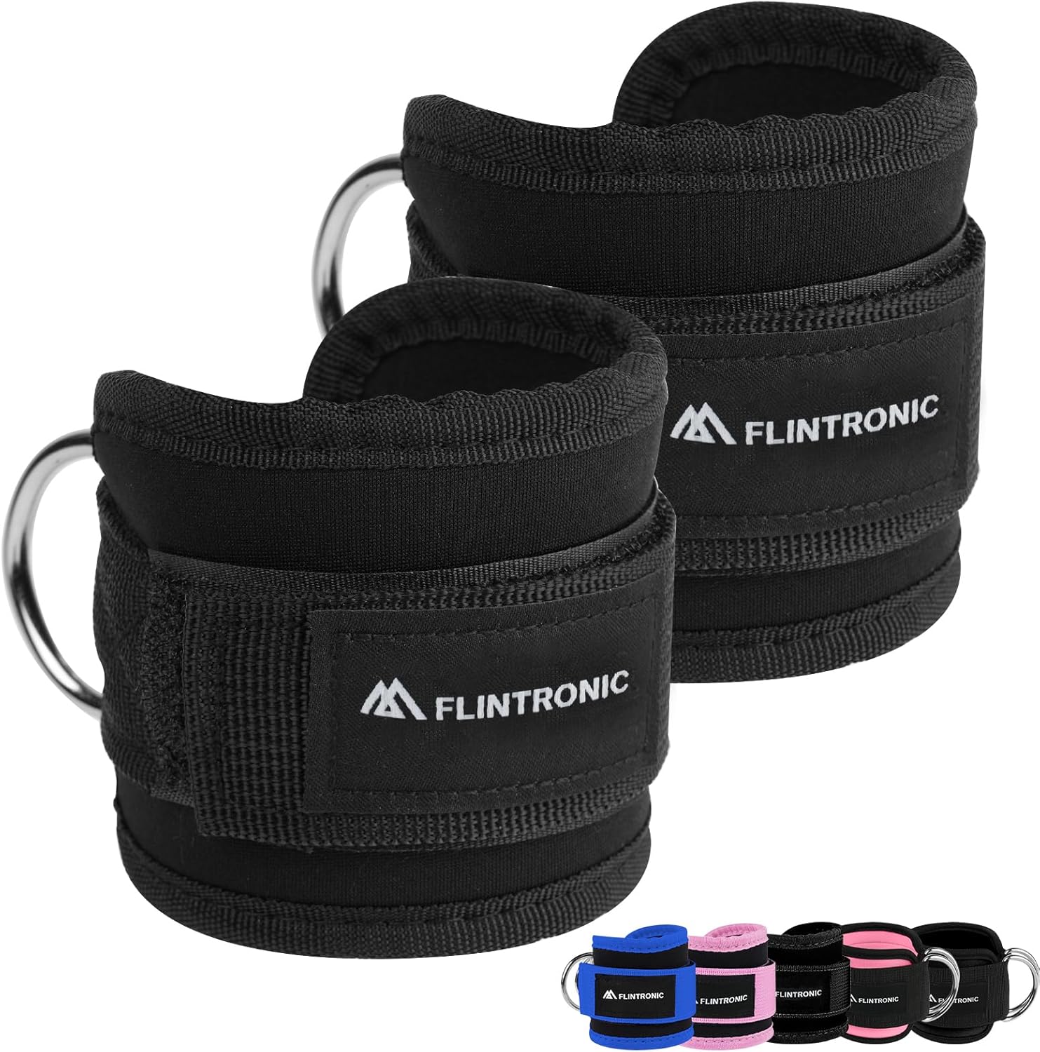 Flintronic 2PCS Tobilleras Poleas Gym, Tobillera Para Polea Con Doble Anilla En D Correa Para Tonificar Músculos, Entrenar Piernas Y Glúteos Para Hombres Y Mujeres