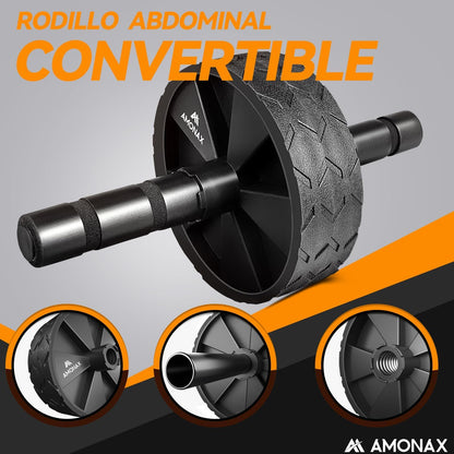 KIT - Rodillo De Rueda Para Abdominales Con Alfombrilla Grande Para Ejercitar Abdominales, Doble Rueda Con Modos De Entrenamiento De Fuerza Dual En El Gimnasio En Casa
