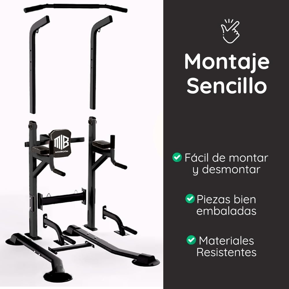 Maquina Dominadas Multifuncional Altura REGULABLE 2,35M SOPORTA 220Kg - Estacion De Entrenamiento Y Musculacion Con Barra De Fondos Para Gym Y Calistenia En Casa, Pull up Station Power Rack