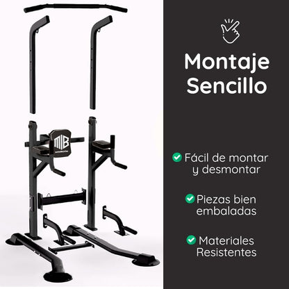 Maquina Dominadas Multifuncional Altura REGULABLE 2,35M SOPORTA 220Kg - Estacion De Entrenamiento Y Musculacion Con Barra De Fondos Para Gym Y Calistenia En Casa, Pull up Station Power Rack