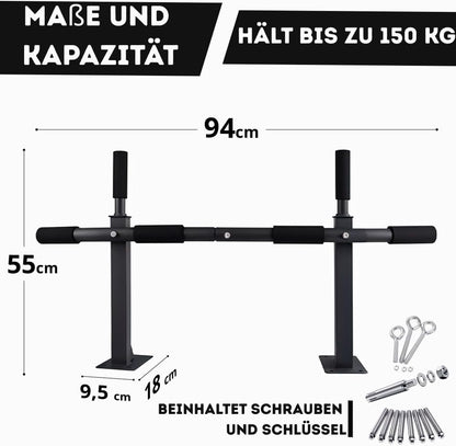 Barra Dominadas Pared MULTIFUNCIONAL Carga 150Kg - Pull up Bar Con Agujeros Para Bandas TRX- Barra Fija Para Calistenia, Entrenamiento En Casa, Gimnasia, Ejercicios Abdominales