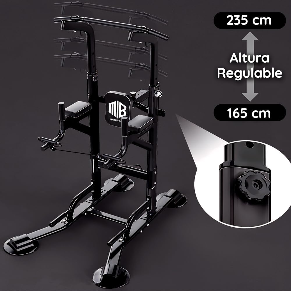 Maquina Dominadas Multifuncional Altura REGULABLE 2,35M SOPORTA 220Kg - Estacion De Entrenamiento Y Musculacion Con Barra De Fondos Para Gym Y Calistenia En Casa, Pull up Station Power Rack