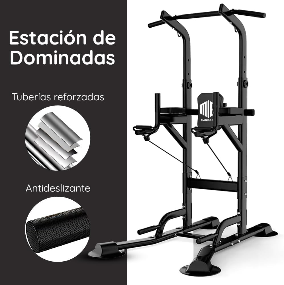 Maquina Dominadas Multifuncional Altura REGULABLE 2,35M SOPORTA 220Kg - Estacion De Entrenamiento Y Musculacion Con Barra De Fondos Para Gym Y Calistenia En Casa, Pull up Station Power Rack