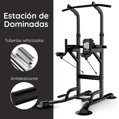 Maquina Dominadas Multifuncional Altura REGULABLE 2,35M SOPORTA 220Kg - Estacion De Entrenamiento Y Musculacion Con Barra De Fondos Para Gym Y Calistenia En Casa, Pull up Station Power Rack