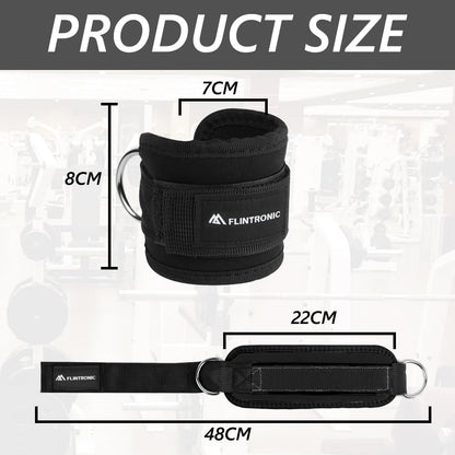 Flintronic 2PCS Tobilleras Poleas Gym, Tobillera Para Polea Con Doble Anilla En D Correa Para Tonificar Músculos, Entrenar Piernas Y Glúteos Para Hombres Y Mujeres