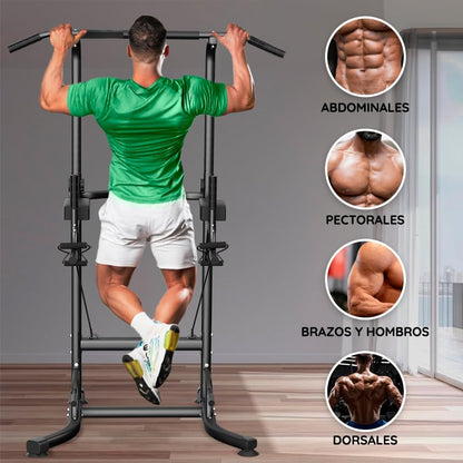 Maquina Dominadas Multifuncional Altura REGULABLE 2,35M SOPORTA 220Kg - Estacion De Entrenamiento Y Musculacion Con Barra De Fondos Para Gym Y Calistenia En Casa, Pull up Station Power Rack