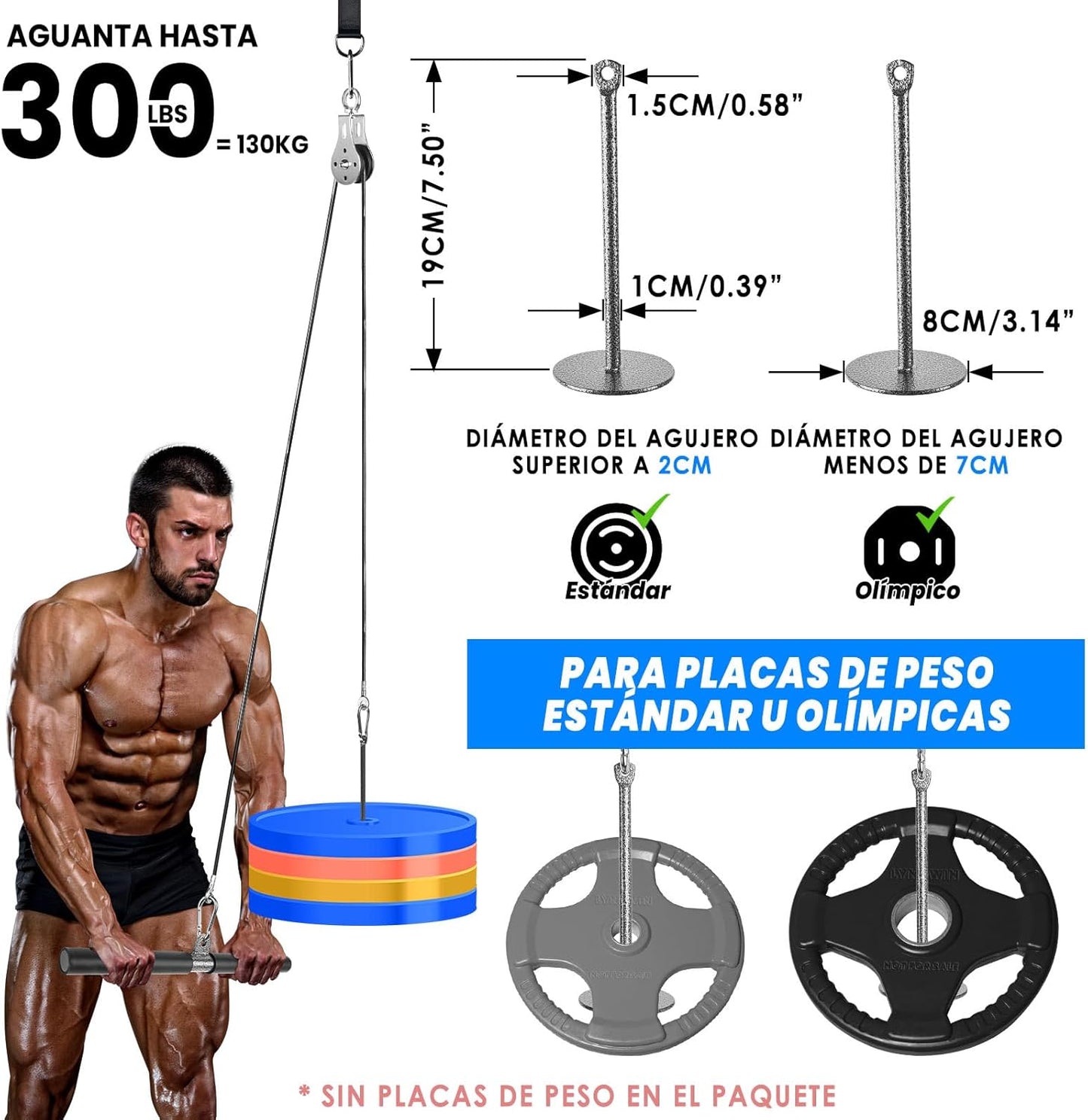 Lyndwin Poleas Gimnasio Para Casa, DIY Polea Gimnasio Fitness Máquina Musculacion Gym Cable Kit Sistema En Casa, Brazo Pecho Espalda Tríceps Biceps Ejercicio Workout Accesorios Barra Agarre Polea Gym