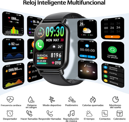 Reloj Inteligente Hombre Mujer, 1.91"HD Smartwatch Con Llamadas Bluetooth, IP68 Reloj Deportivo Con 112+ Deportivos Modos, Podómetro, Pulsómetro Monitor De Sueño, Pulsera Actividad Para Android IOS.