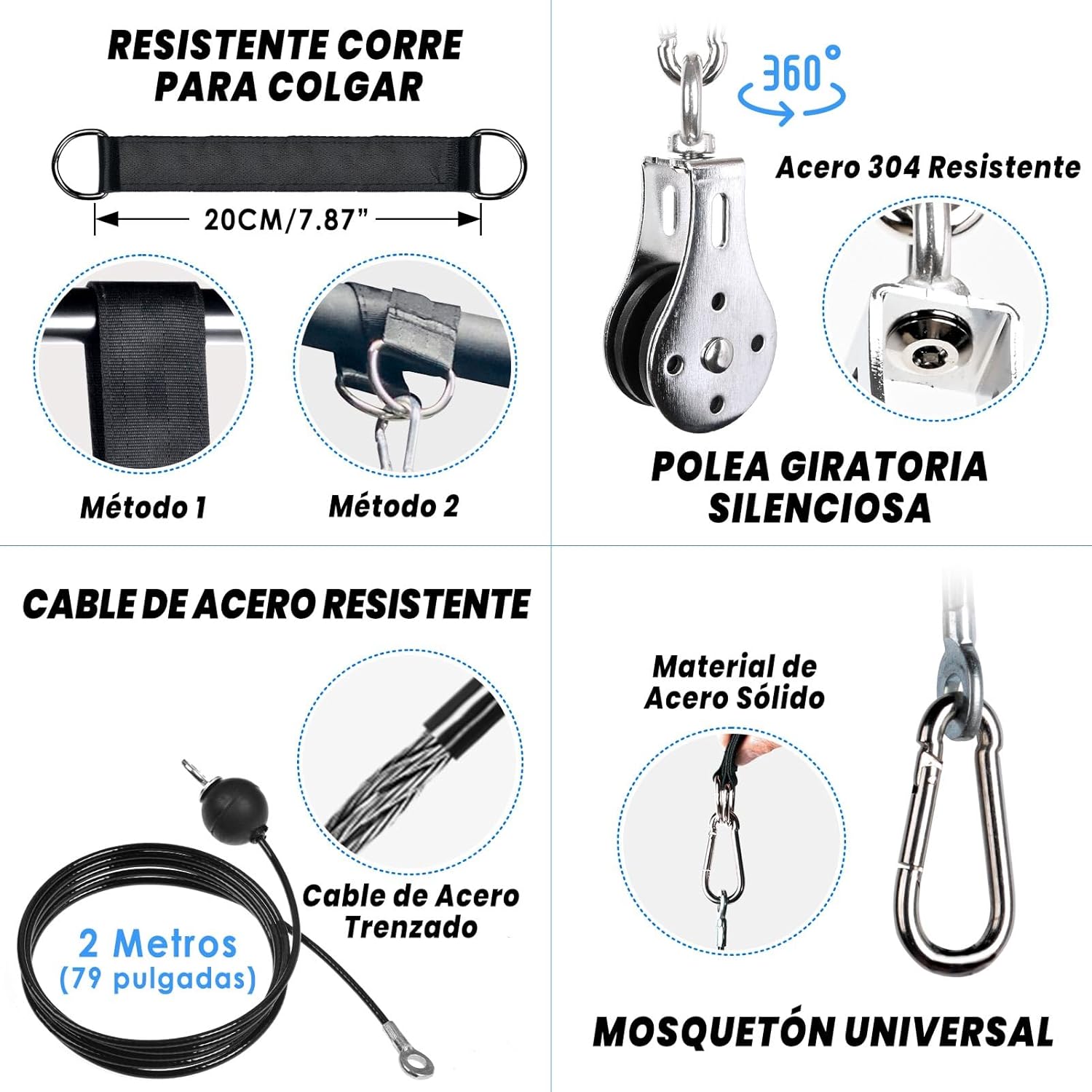 Lyndwin Poleas Gimnasio Para Casa, DIY Polea Gimnasio Fitness Máquina Musculacion Gym Cable Kit Sistema En Casa, Brazo Pecho Espalda Tríceps Biceps Ejercicio Workout Accesorios Barra Agarre Polea Gym
