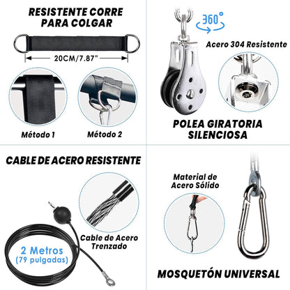 Lyndwin Poleas Gimnasio Para Casa, DIY Polea Gimnasio Fitness Máquina Musculacion Gym Cable Kit Sistema En Casa, Brazo Pecho Espalda Tríceps Biceps Ejercicio Workout Accesorios Barra Agarre Polea Gym
