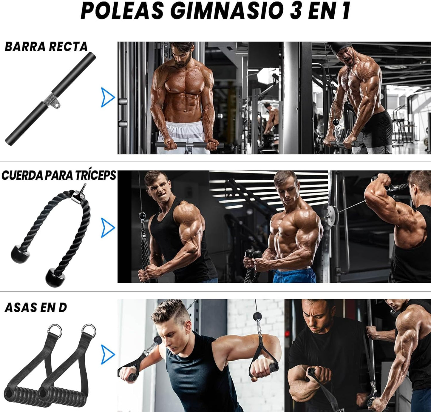 Lyndwin Poleas Gimnasio Para Casa, DIY Polea Gimnasio Fitness Máquina Musculacion Gym Cable Kit Sistema En Casa, Brazo Pecho Espalda Tríceps Biceps Ejercicio Workout Accesorios Barra Agarre Polea Gym